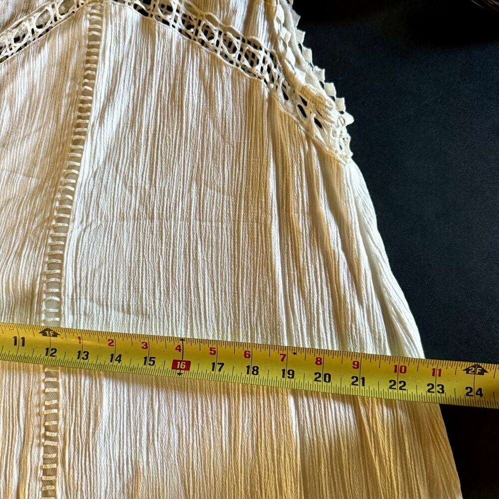 FATE Boho Crochet Lace Maxi Dress Medium Ivory Sleeveless Cottagecore Festival - Picture 8 of 13